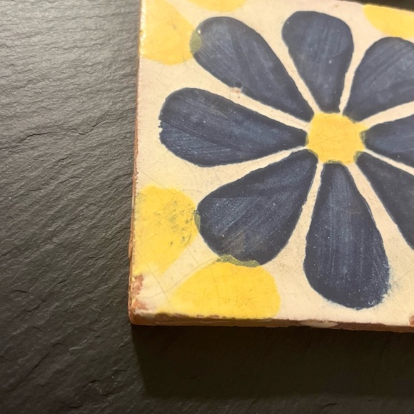 Mexican Hand Painted Terra-Cotta Talavera Vintage Tiles Set of 4 - Picture 3 of 16